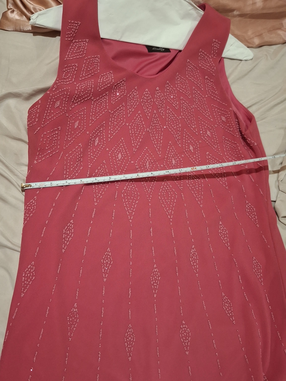 Sleeveless Embellished Fuchsia A-Line Beaded Dress - Picture 7 of 12